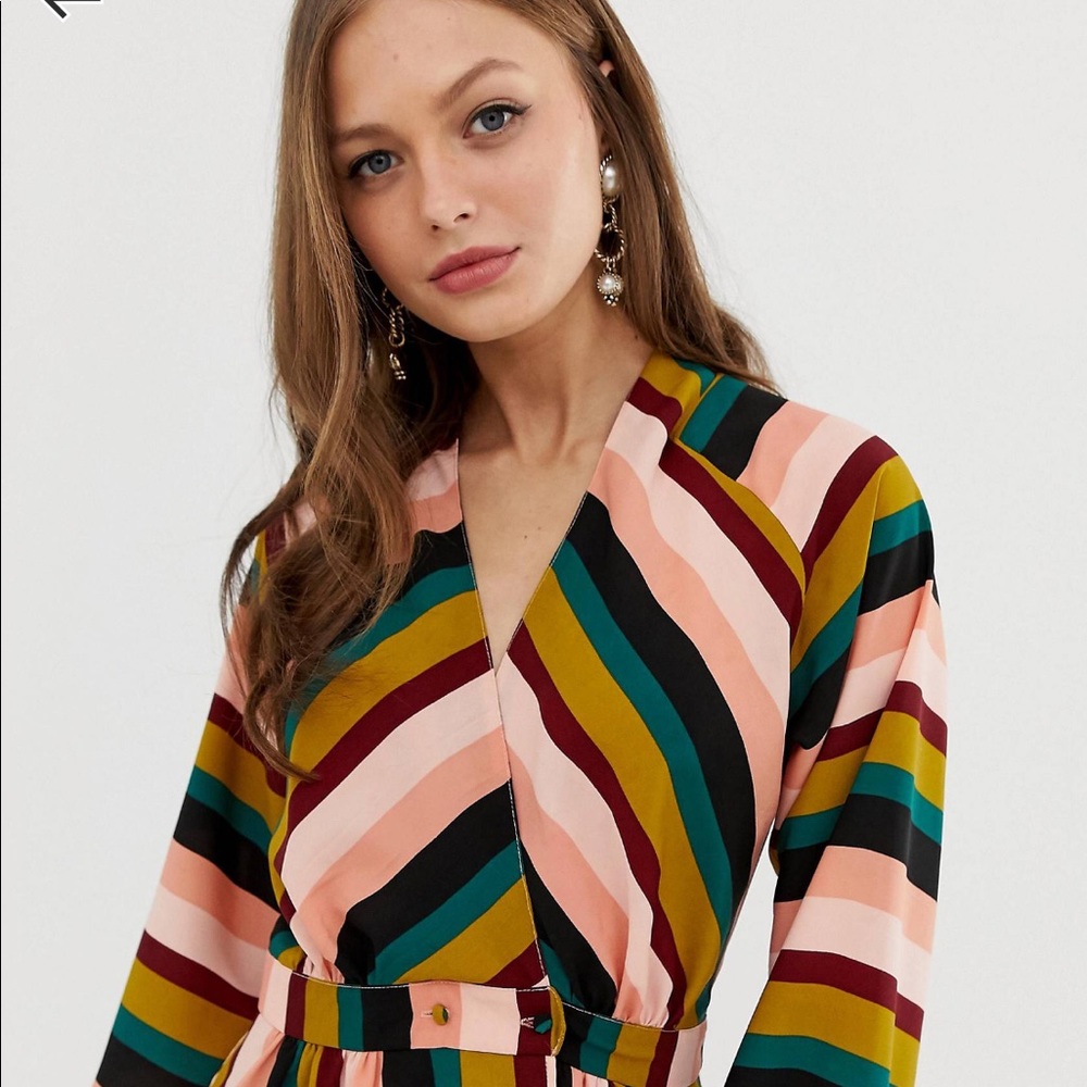 Striped Wrap Maxi Dress - Picture 2 of 5